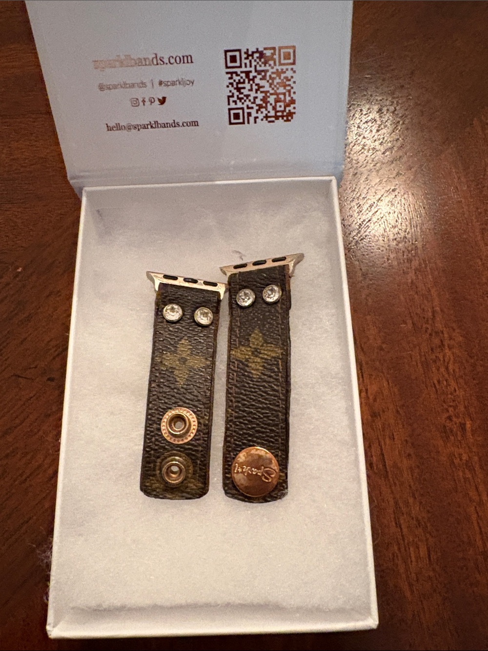 Louis Vuitton Brown Monogram Leather Watch Band Adapters with Gold Hardware